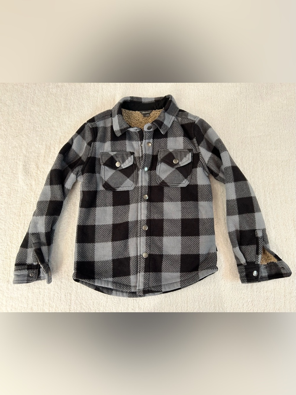 Eddie Bauer Boys Kids 8 Sherpa Lined Buffalo Plaid Shacket Jacket